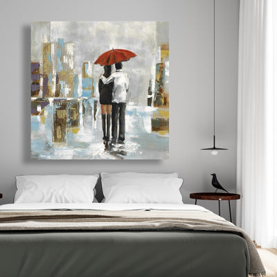 Couple Walking Under Their Umbrella, Fine art gallery wrapped canvas 24x36