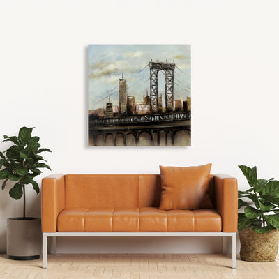 City Bridge By A Cloudy Day, Fine art gallery wrapped canvas 24x36