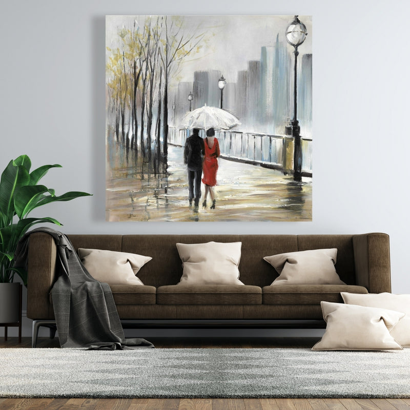 Couple Walking Under The Rain, Fine art gallery wrapped canvas 24x36