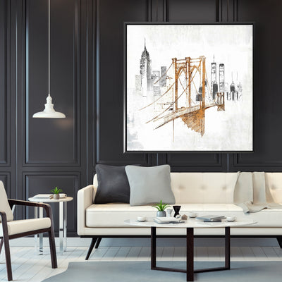 Brooklyn Bridge Blurry Sketch, Fine art gallery wrapped canvas 24x36