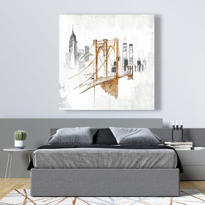 Brooklyn Bridge Blurry Sketch, Fine art gallery wrapped canvas 24x36