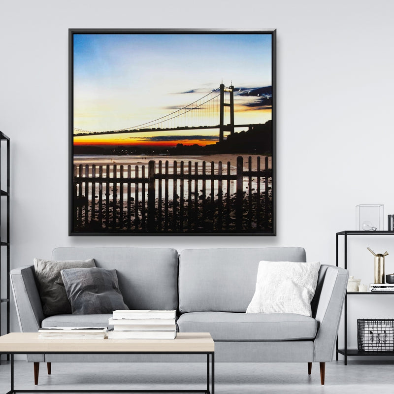 Bridge By Sunset, Fine art gallery wrapped canvas 36x36