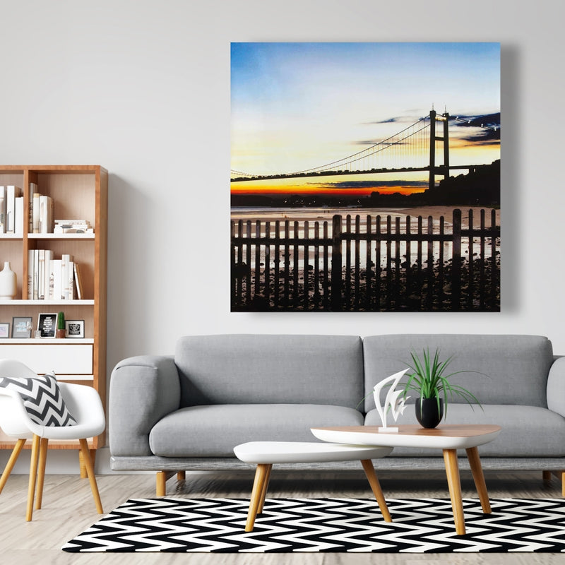 Bridge By Sunset, Fine art gallery wrapped canvas 36x36