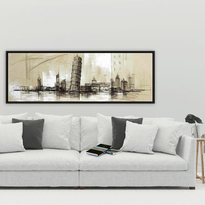 Pise Tower Sketch, Fine art gallery wrapped canvas 16x48