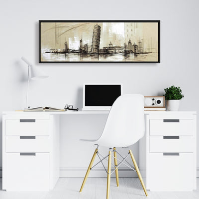 Pise Tower Sketch, Fine art gallery wrapped canvas 16x48