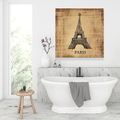 Eiffel Tower Illustration, Fine art gallery wrapped canvas 24x36