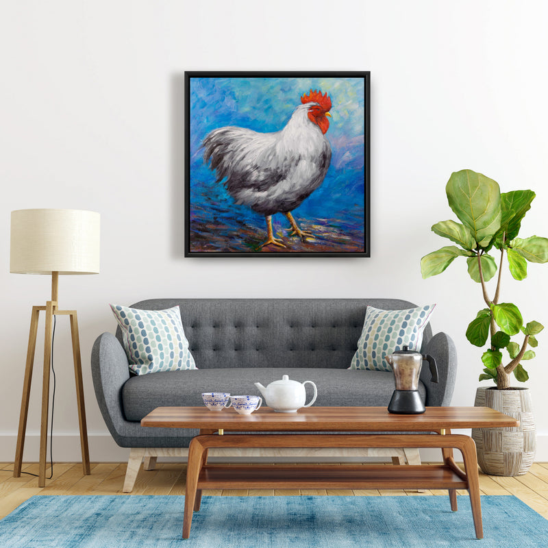 Grey Rooster, Fine art gallery wrapped canvas 24x36