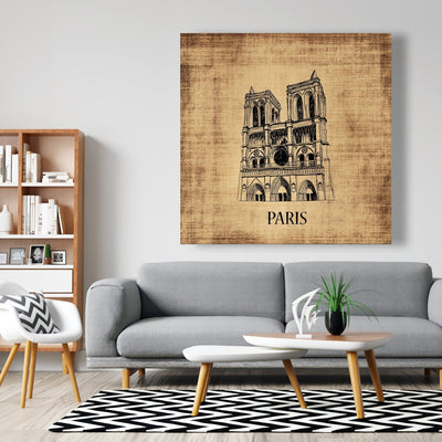 Notre-Dame De Paris Illustration, Fine art gallery wrapped canvas 24x36