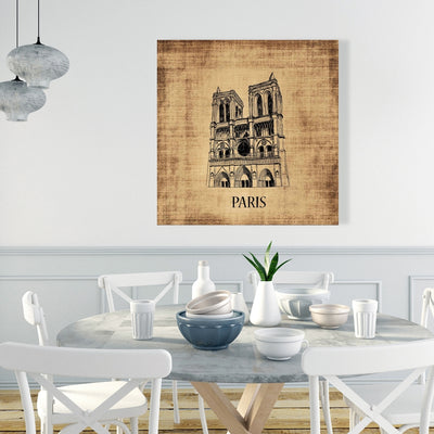 Notre-Dame De Paris Illustration, Fine art gallery wrapped canvas 24x36