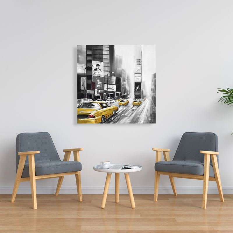 Times Square And Yellow Taxis, Fine art gallery wrapped canvas 36x36