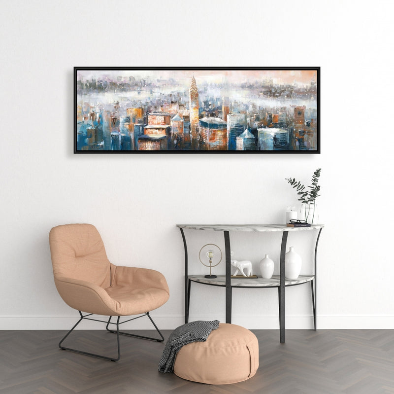 Cityscape Of New York With The Chrysler Building, Fine art gallery wrapped canvas 16x48