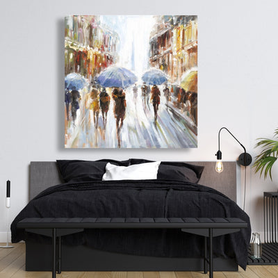 Abstract Rain In The City, Fine art gallery wrapped canvas 36x36