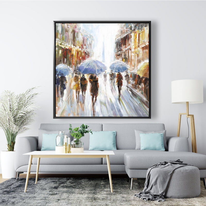 Abstract Rain In The City, Fine art gallery wrapped canvas 36x36