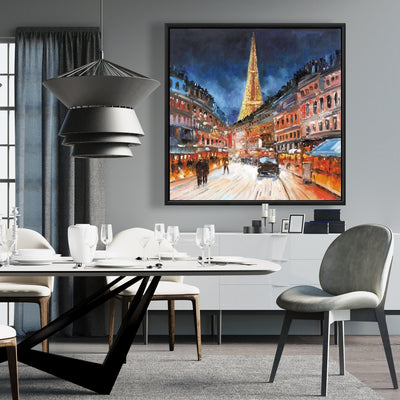 Illuminated Paris, Fine art gallery wrapped canvas 16x48