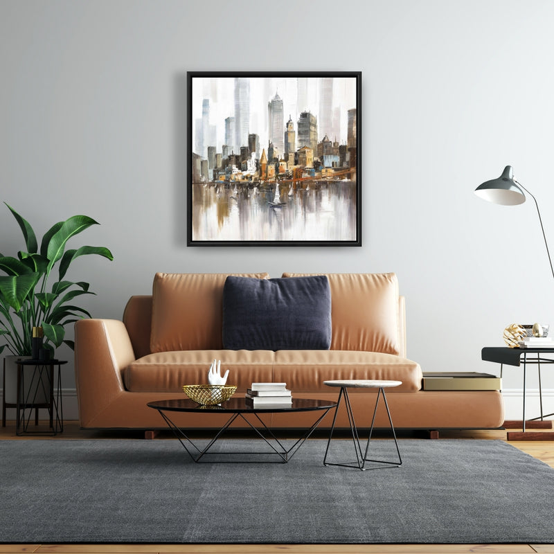 Urban Landscape And Its Sailboats, Fine art gallery wrapped canvas 36x36