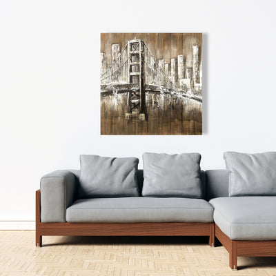Aged Finish Golden Gate, Fine art gallery wrapped canvas 36x36