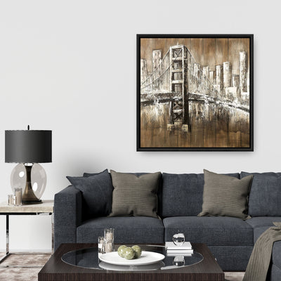 Aged Finish Golden Gate, Fine art gallery wrapped canvas 36x36