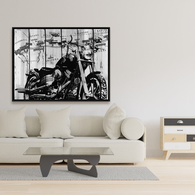 Motorcycle Grey And Black, Fine art gallery wrapped canvas 36x36