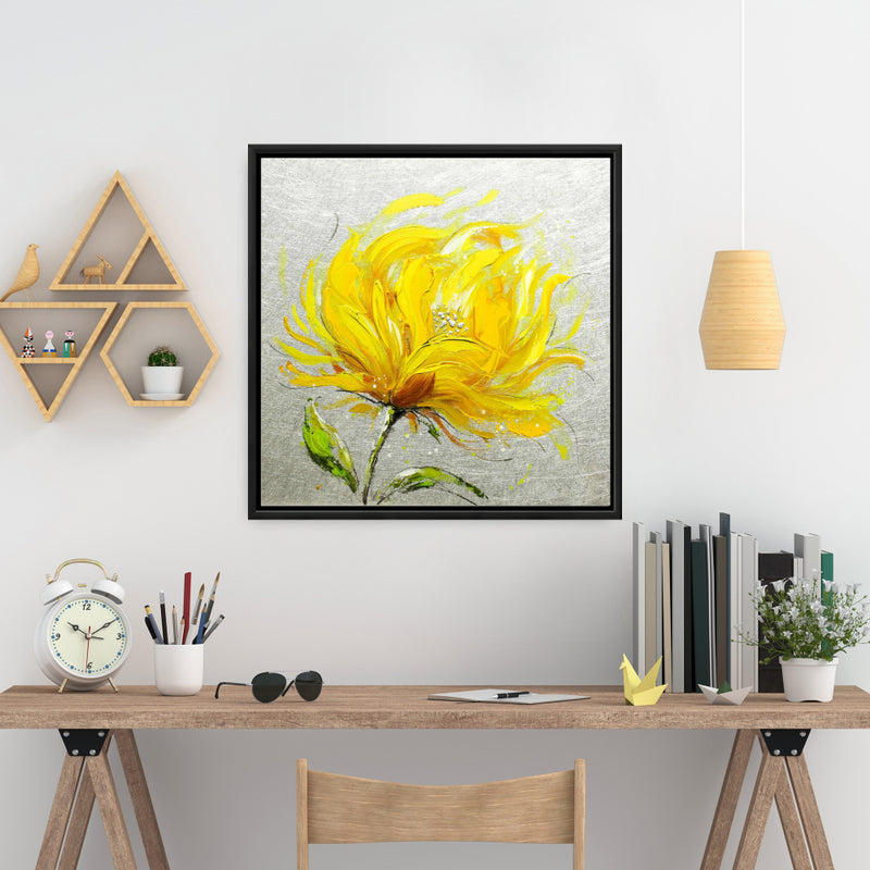 Yellow Fluffy Flower, Fine art gallery wrapped canvas 24x36