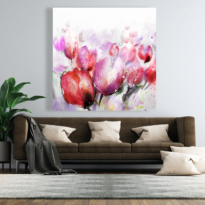 Abstract Blurry Tulips, Fine art gallery wrapped canvas 24x36