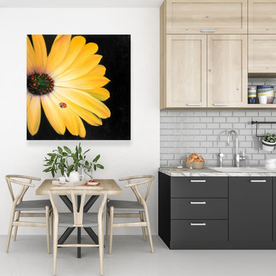 Yellow Daisy And Ladybug, Fine art gallery wrapped canvas 16x48