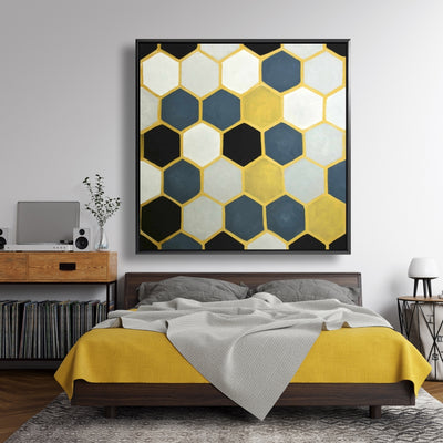 Blue And Gold Cells, Fine art gallery wrapped canvas 24x36
