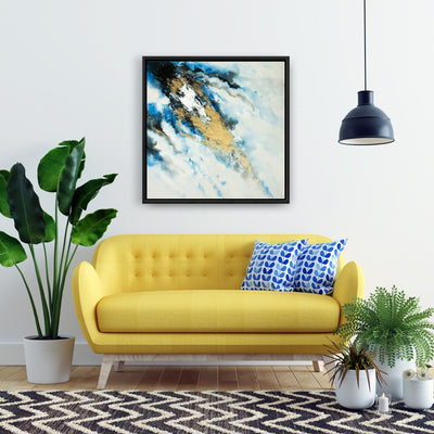 Blue And Gold Marble, Fine art gallery wrapped canvas 16x48