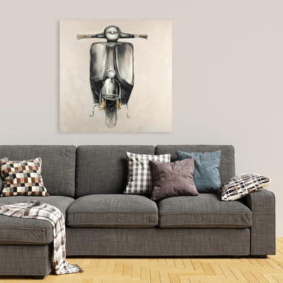 Small Black Moped, Fine art gallery wrapped canvas 24x36