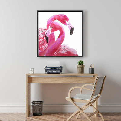 Watercolor Flamingo Love, Fine art gallery wrapped canvas 24x36