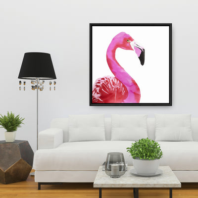 Watercolor Proud Flamingo Profile, Fine art gallery wrapped canvas 24x36