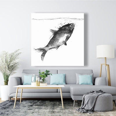 Happy Swimming Fish, Fine art gallery wrapped canvas 36x36