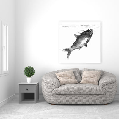 Happy Swimming Fish, Fine art gallery wrapped canvas 36x36