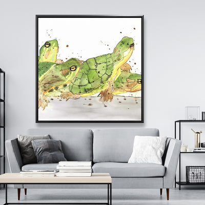 Small Aquatic Turtles, Fine art gallery wrapped canvas 36x36