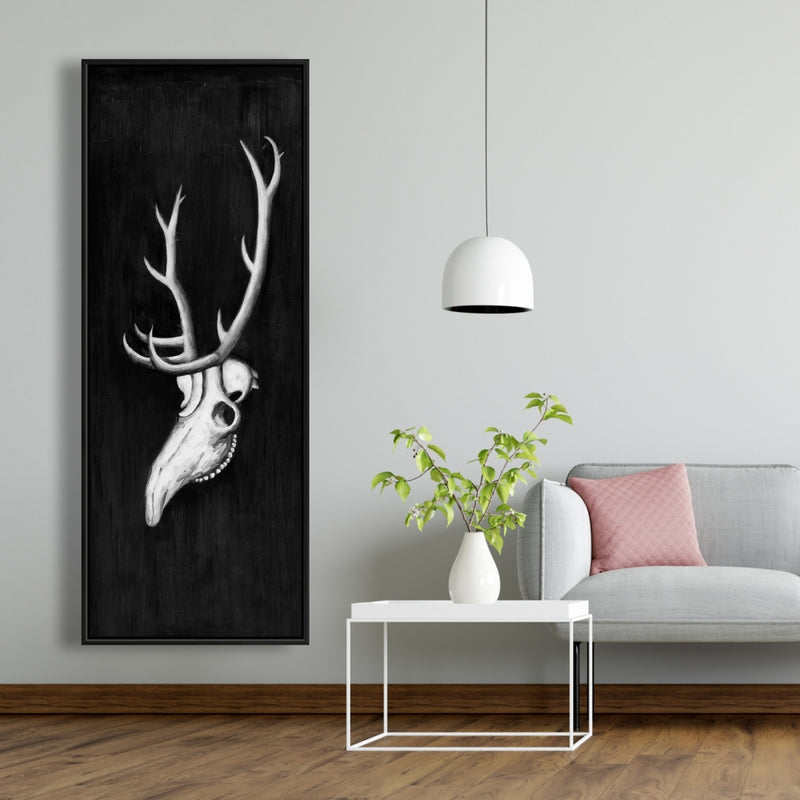 Deer Skull In The Dark, Fine art gallery wrapped canvas 16x48