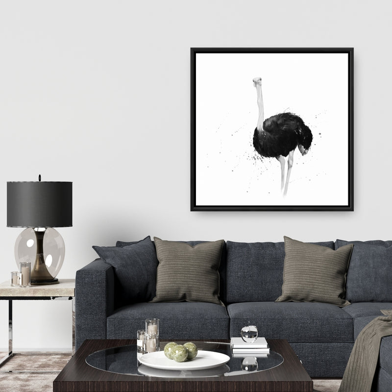 Ostrich In Watercolor, Fine art gallery wrapped canvas 24x36