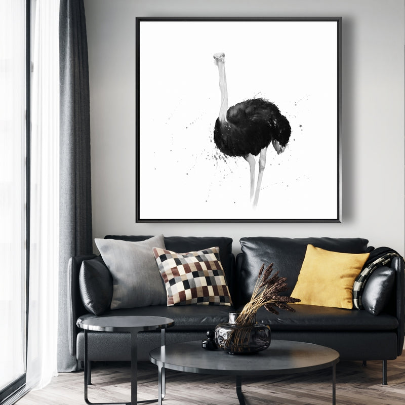 Ostrich In Watercolor, Fine art gallery wrapped canvas 24x36