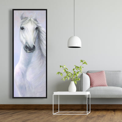 Powerful White Horse, Fine art gallery wrapped canvas 16x48