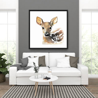 Watercolor Fawn Face, Fine art gallery wrapped canvas 24x36