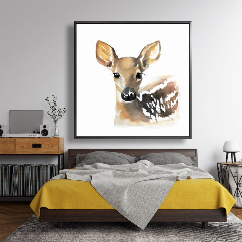 Watercolor Fawn Face, Fine art gallery wrapped canvas 24x36
