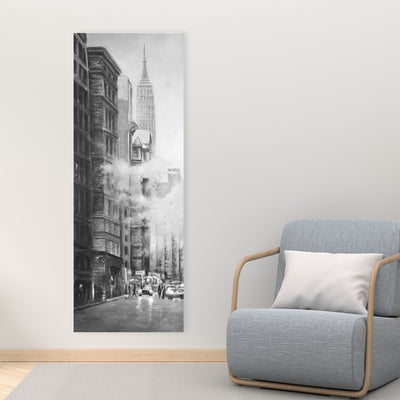 Morning In The Streets Of New-York City Monochrome, Fine art gallery wrapped canvas 16x48