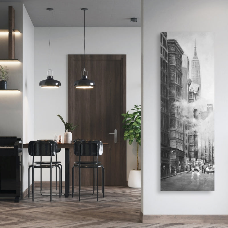 Morning In The Streets Of New-York City Monochrome, Fine art gallery wrapped canvas 16x48