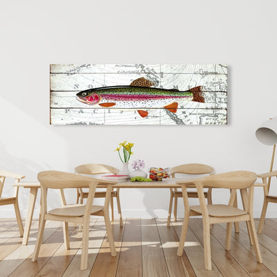 Trout On A World Map, Fine art gallery wrapped canvas 16x48