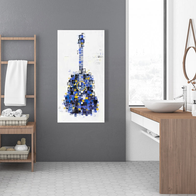Abstract Guitar Made Of Squares, Fine art gallery wrapped canvas 16x48