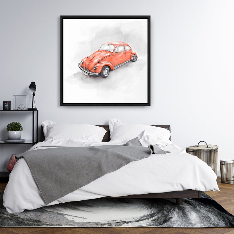 Vintage Red Beetle, Fine art gallery wrapped canvas 24x36
