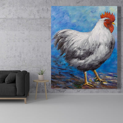 Grey Rooster, Fine art gallery wrapped canvas 24x36