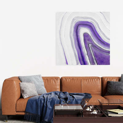 Purple Round Geode, Fine art gallery wrapped canvas 36x36
