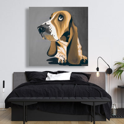 Gold Basset Hound Dog, Fine art gallery wrapped canvas 36x36