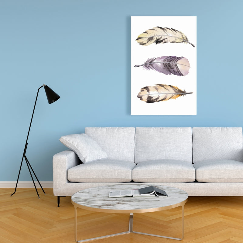 Horizontal Striped Feather Set, Fine art gallery wrapped canvas 24x36