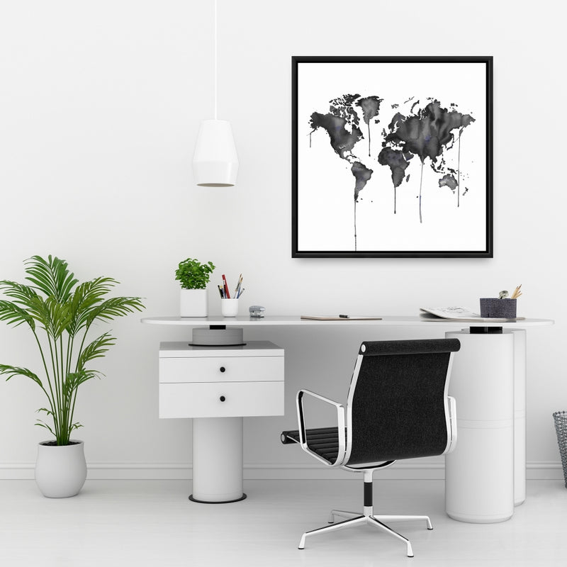 Watercolor World Map, Fine art gallery wrapped canvas 24x36