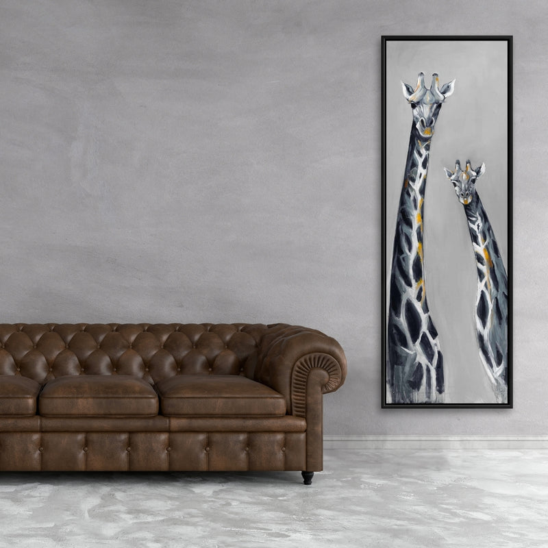 Steel Blue Giraffe, Fine art gallery wrapped canvas 16x48